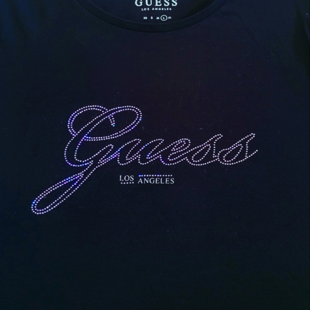 Guess❓Rhinestone💎 Logo Tee👕 - NWT - Picture 11 of 15